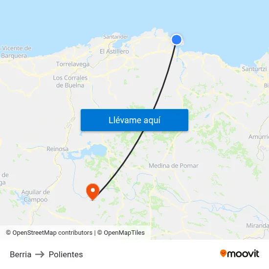 Berria to Polientes map
