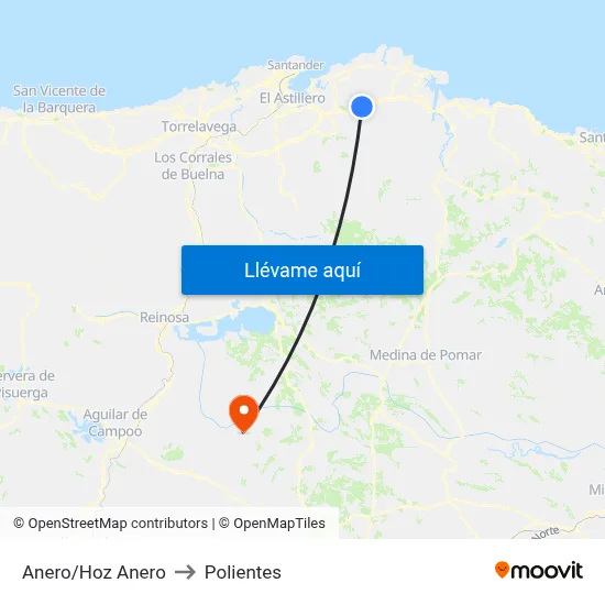 Anero/Hoz Anero to Polientes map