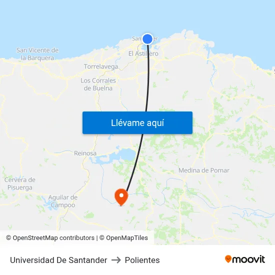 Universidad De Santander to Polientes map