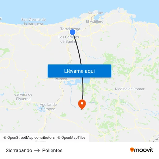 Sierrapando to Polientes map