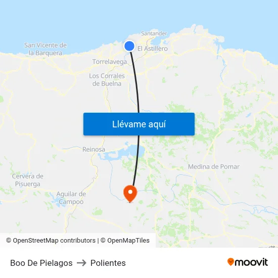 Boo De Pielagos to Polientes map