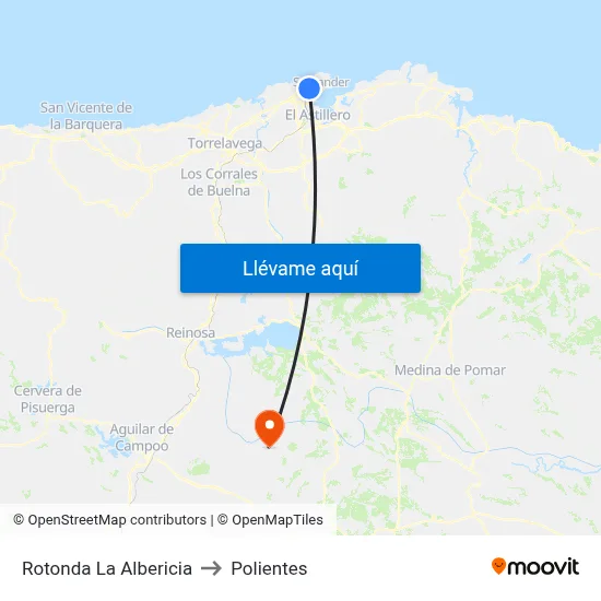 Rotonda La Albericia to Polientes map