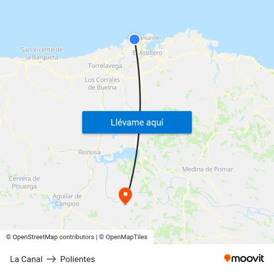 La Canal to Polientes map