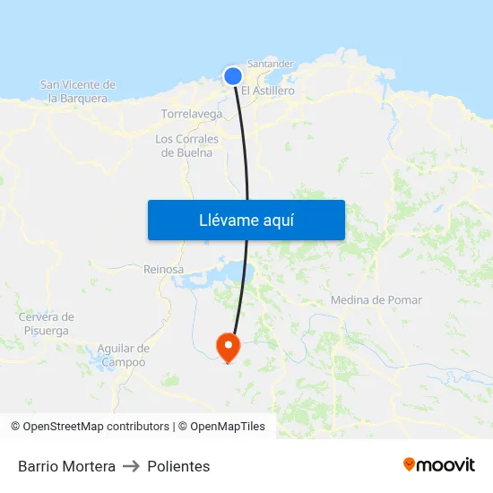 Barrio Mortera to Polientes map