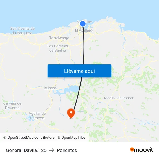 General Davila.125 to Polientes map