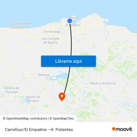 Carrefour/El Empalme to Polientes map