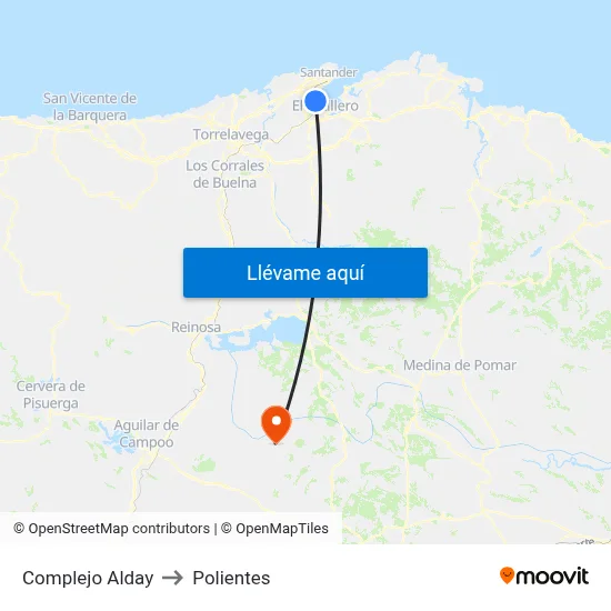 Complejo Alday to Polientes map