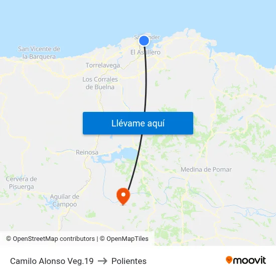 Camilo Alonso Veg.19 to Polientes map