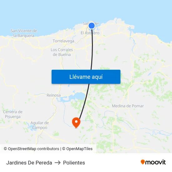 Jardines De Pereda to Polientes map