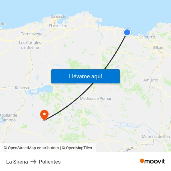 La Sirena to Polientes map