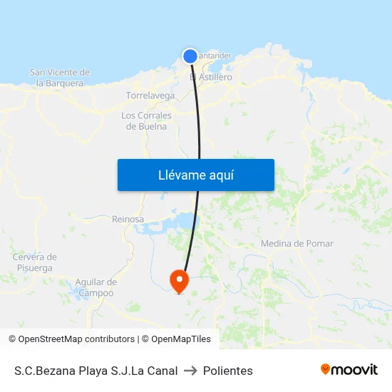 S.C.Bezana Playa S.J.La Canal to Polientes map