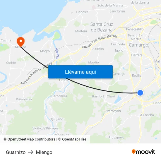 Guarnizo to Miengo map