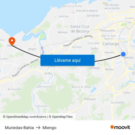 Muriedas-Bahía to Miengo map