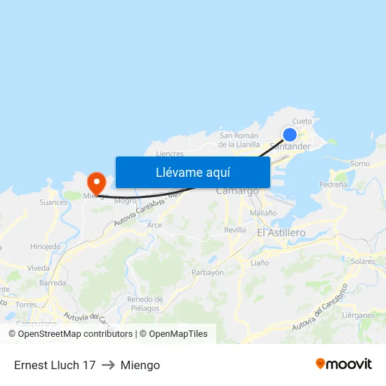 Ernest Lluch 17 to Miengo map