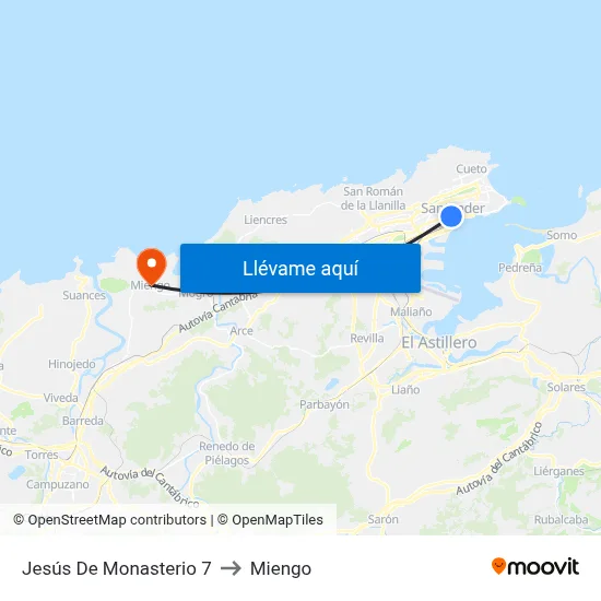 Jesús De Monasterio 7 to Miengo map