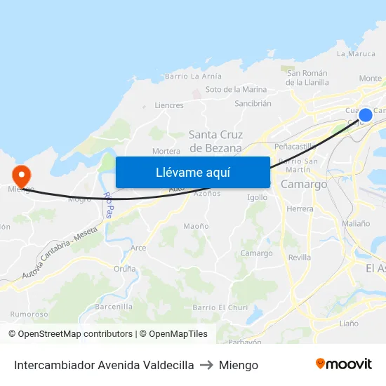 Intercambiador Avenida Valdecilla to Miengo map