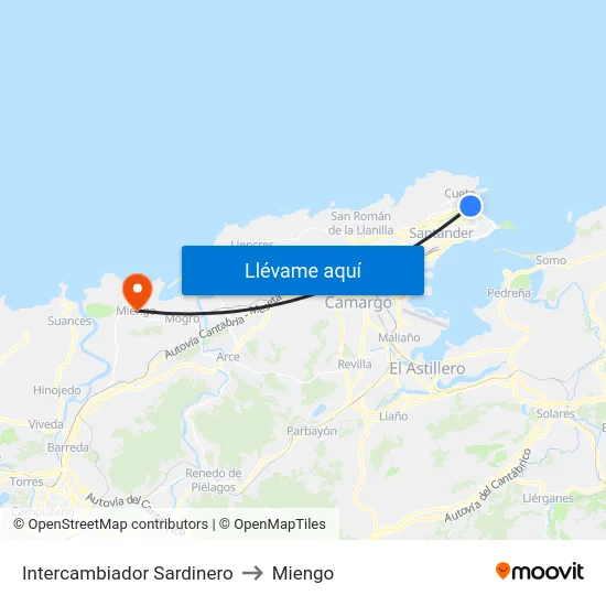 Intercambiador Sardinero to Miengo map