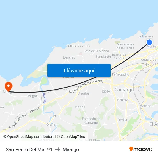 San Pedro Del Mar 91 to Miengo map