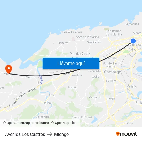 Avenida Los Castros to Miengo map