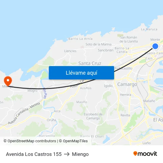 Avenida Los Castros 155 to Miengo map