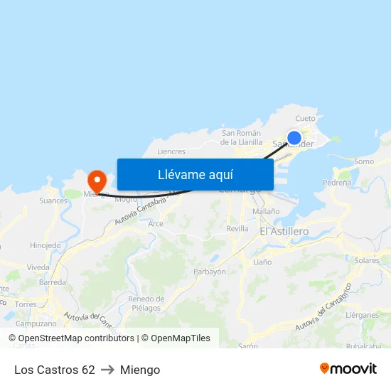 Los Castros 62 to Miengo map