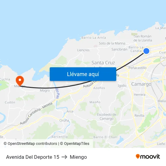Avenida Del Deporte 15 to Miengo map