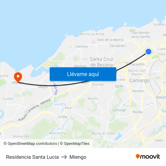 Residencia Santa Lucia to Miengo map