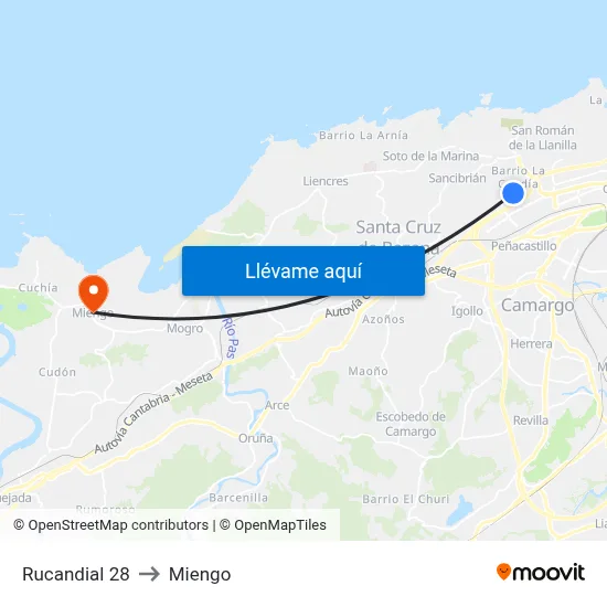 Rucandial 28 to Miengo map