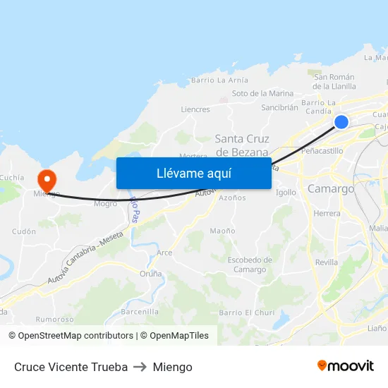 Cruce Vicente Trueba to Miengo map