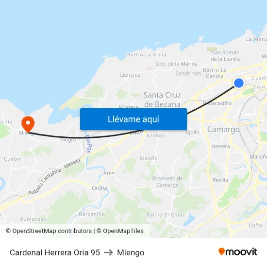 Cardenal Herrera Oria 95 to Miengo map