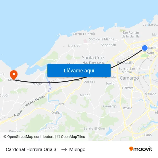 Cardenal Herrera Oria 31 to Miengo map