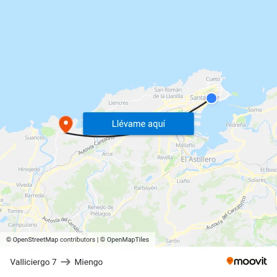 Valliciergo 7 to Miengo map