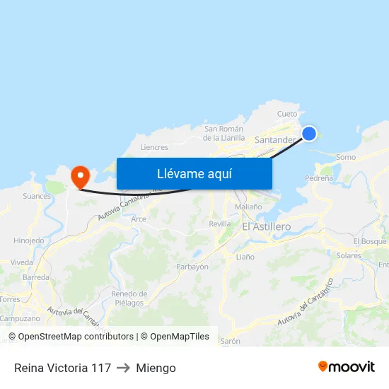 Reina Victoria 117 to Miengo map