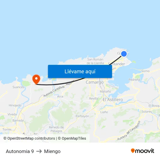 Autonomia 9 to Miengo map