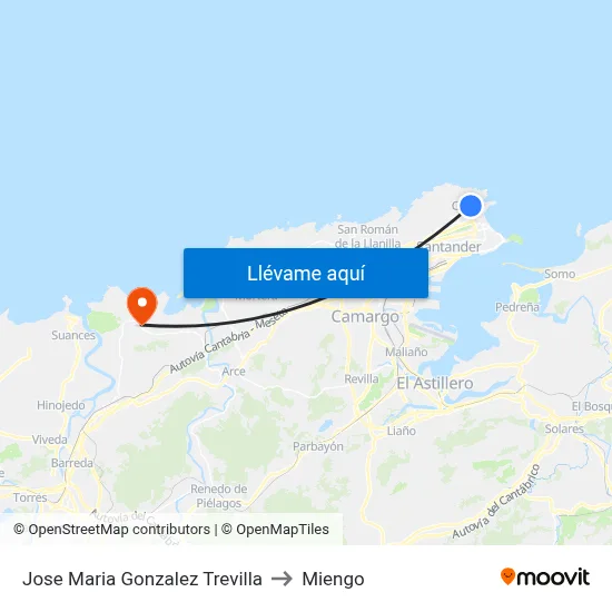 Jose Maria Gonzalez Trevilla to Miengo map