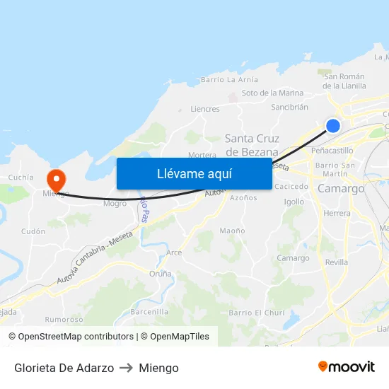 Glorieta De Adarzo to Miengo map