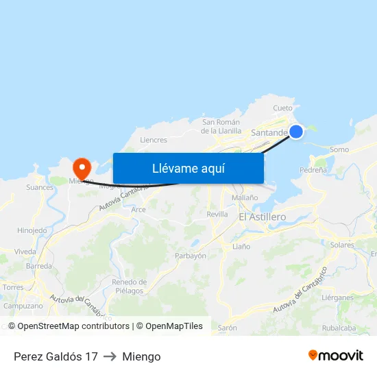 Perez Galdós 17 to Miengo map