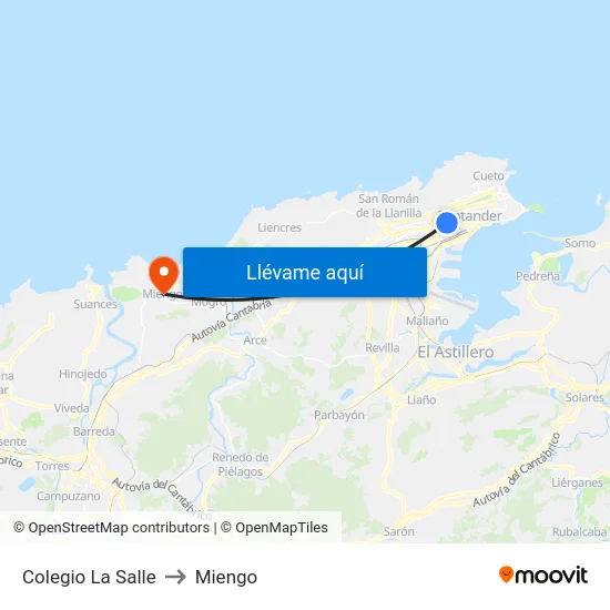 Colegio La Salle to Miengo map