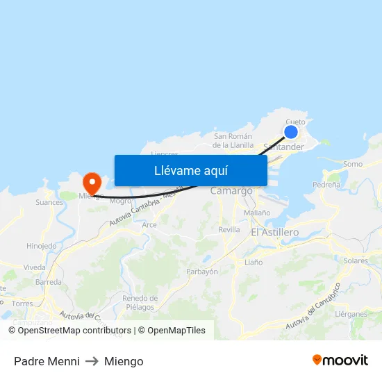 Padre Menni to Miengo map