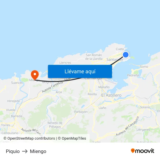 Piquio to Miengo map