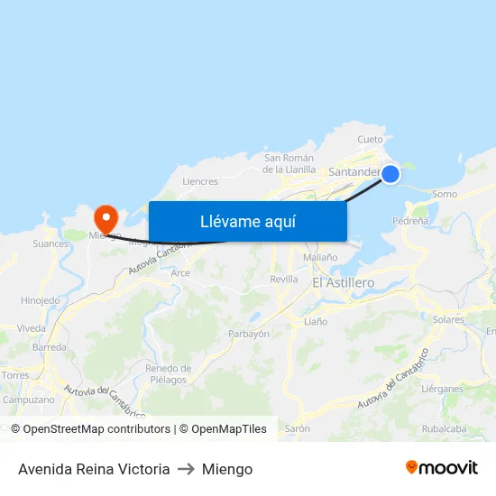 Avenida Reina Victoria to Miengo map