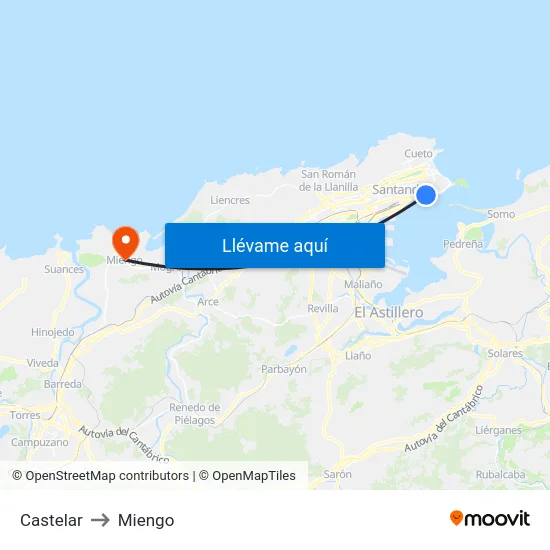 Castelar to Miengo map