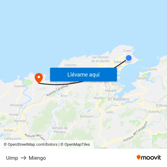 Uimp to Miengo map