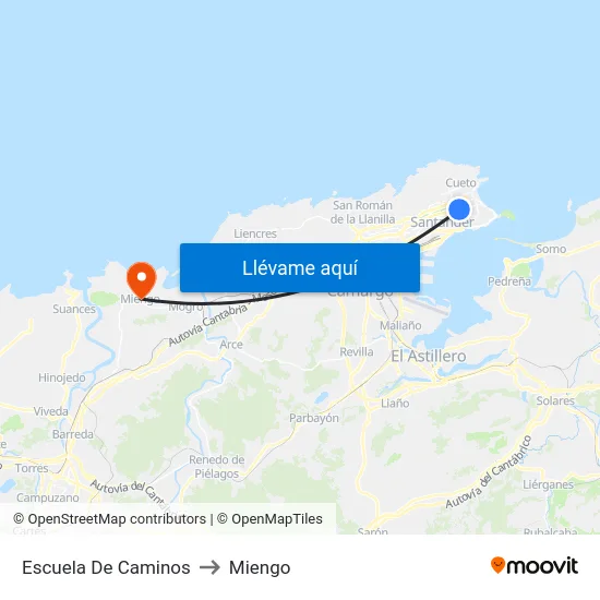 Escuela De Caminos to Miengo map
