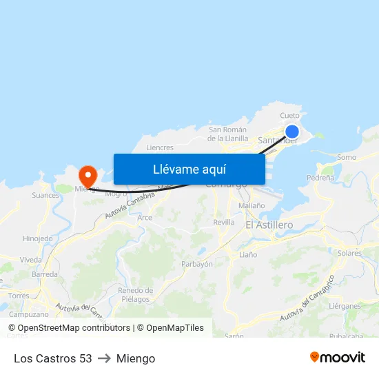 Los Castros 53 to Miengo map