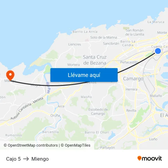 Cajo 5 to Miengo map