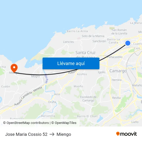 Jose Maria Cossio 52 to Miengo map