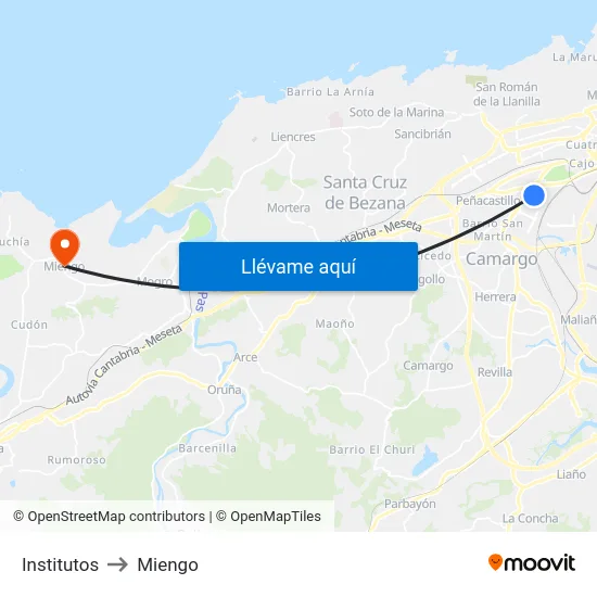 Institutos to Miengo map