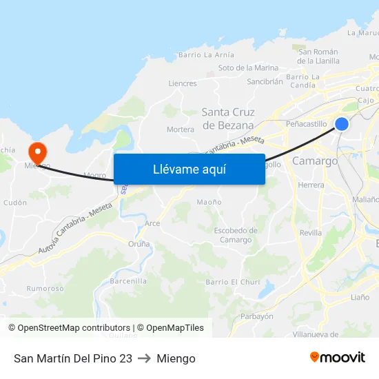 San Martín Del Pino 23 to Miengo map