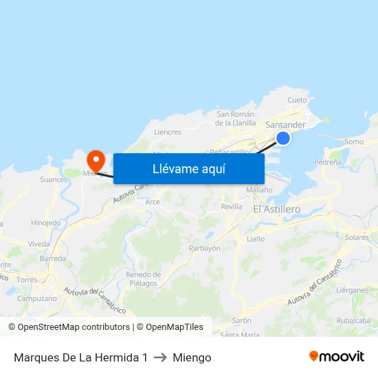 Marques De La Hermida 1 to Miengo map